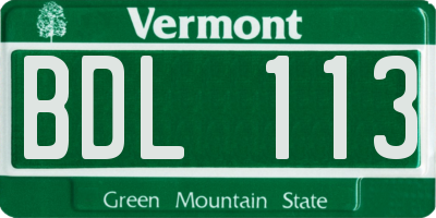 VT license plate BDL113