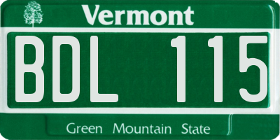 VT license plate BDL115