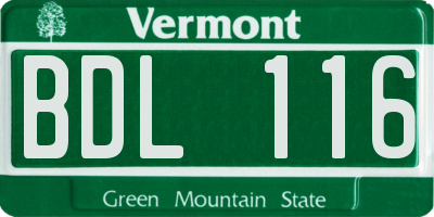 VT license plate BDL116
