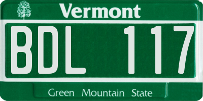 VT license plate BDL117