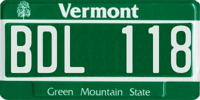 VT license plate BDL118