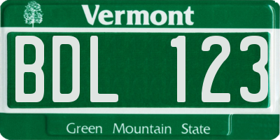 VT license plate BDL123