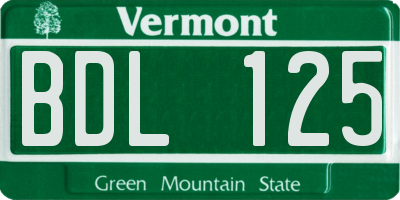 VT license plate BDL125