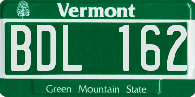 VT license plate BDL162