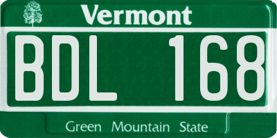 VT license plate BDL168
