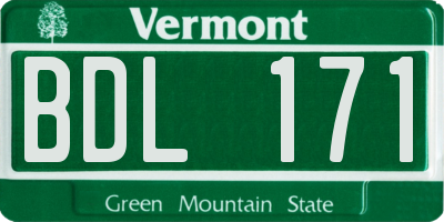 VT license plate BDL171