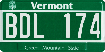 VT license plate BDL174