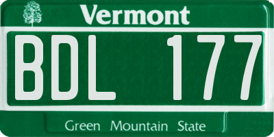 VT license plate BDL177