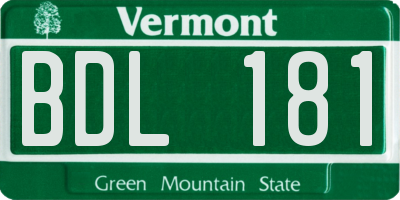 VT license plate BDL181