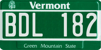 VT license plate BDL182