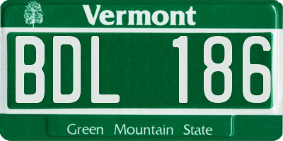 VT license plate BDL186