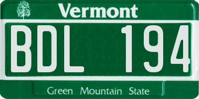 VT license plate BDL194