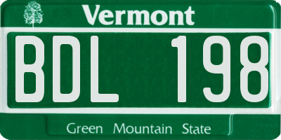 VT license plate BDL198