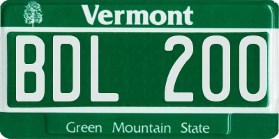 VT license plate BDL200