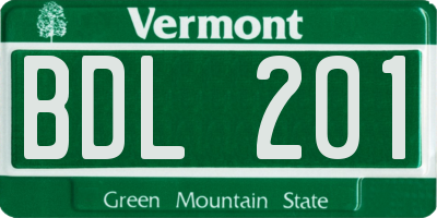 VT license plate BDL201