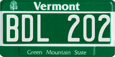 VT license plate BDL202