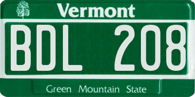 VT license plate BDL208
