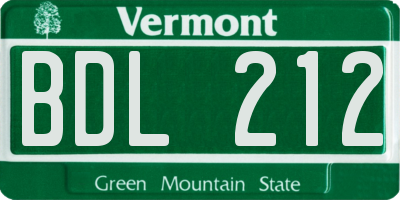 VT license plate BDL212