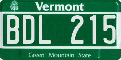 VT license plate BDL215