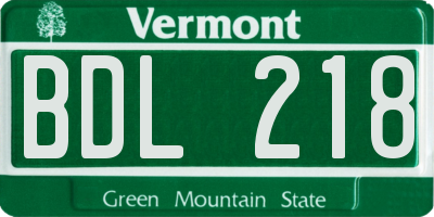 VT license plate BDL218