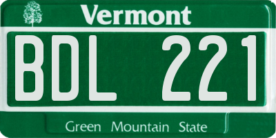VT license plate BDL221