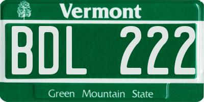 VT license plate BDL222