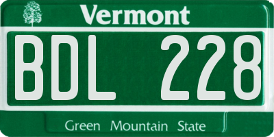 VT license plate BDL228