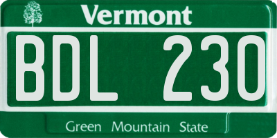 VT license plate BDL230