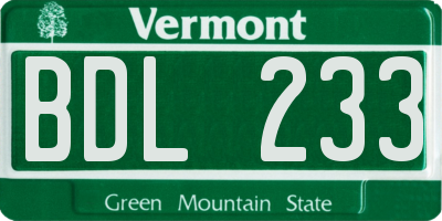 VT license plate BDL233
