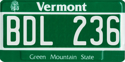 VT license plate BDL236
