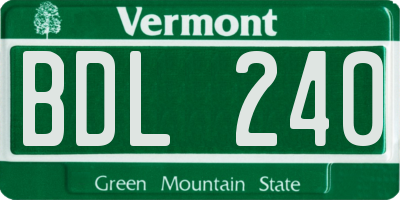 VT license plate BDL240