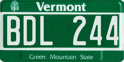 VT license plate BDL244