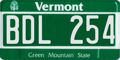 VT license plate BDL254