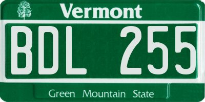 VT license plate BDL255