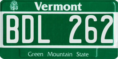 VT license plate BDL262