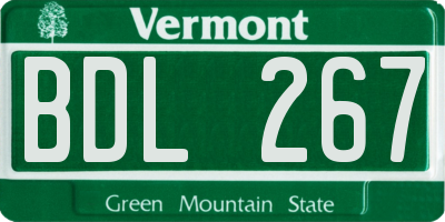 VT license plate BDL267