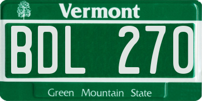VT license plate BDL270