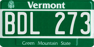VT license plate BDL273