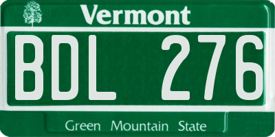 VT license plate BDL276