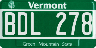 VT license plate BDL278