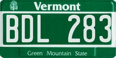 VT license plate BDL283