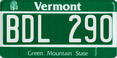 VT license plate BDL290