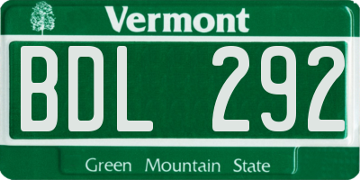 VT license plate BDL292