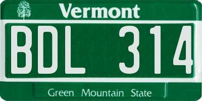 VT license plate BDL314