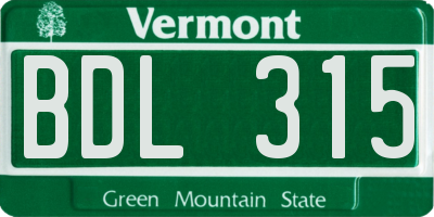 VT license plate BDL315