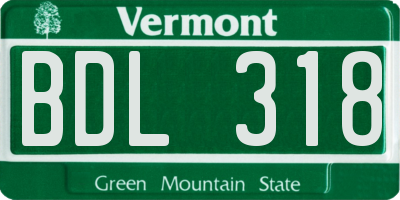 VT license plate BDL318