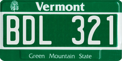 VT license plate BDL321
