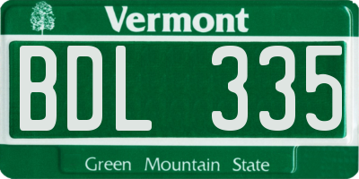 VT license plate BDL335