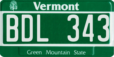 VT license plate BDL343