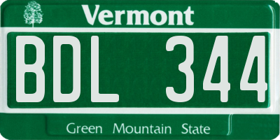 VT license plate BDL344